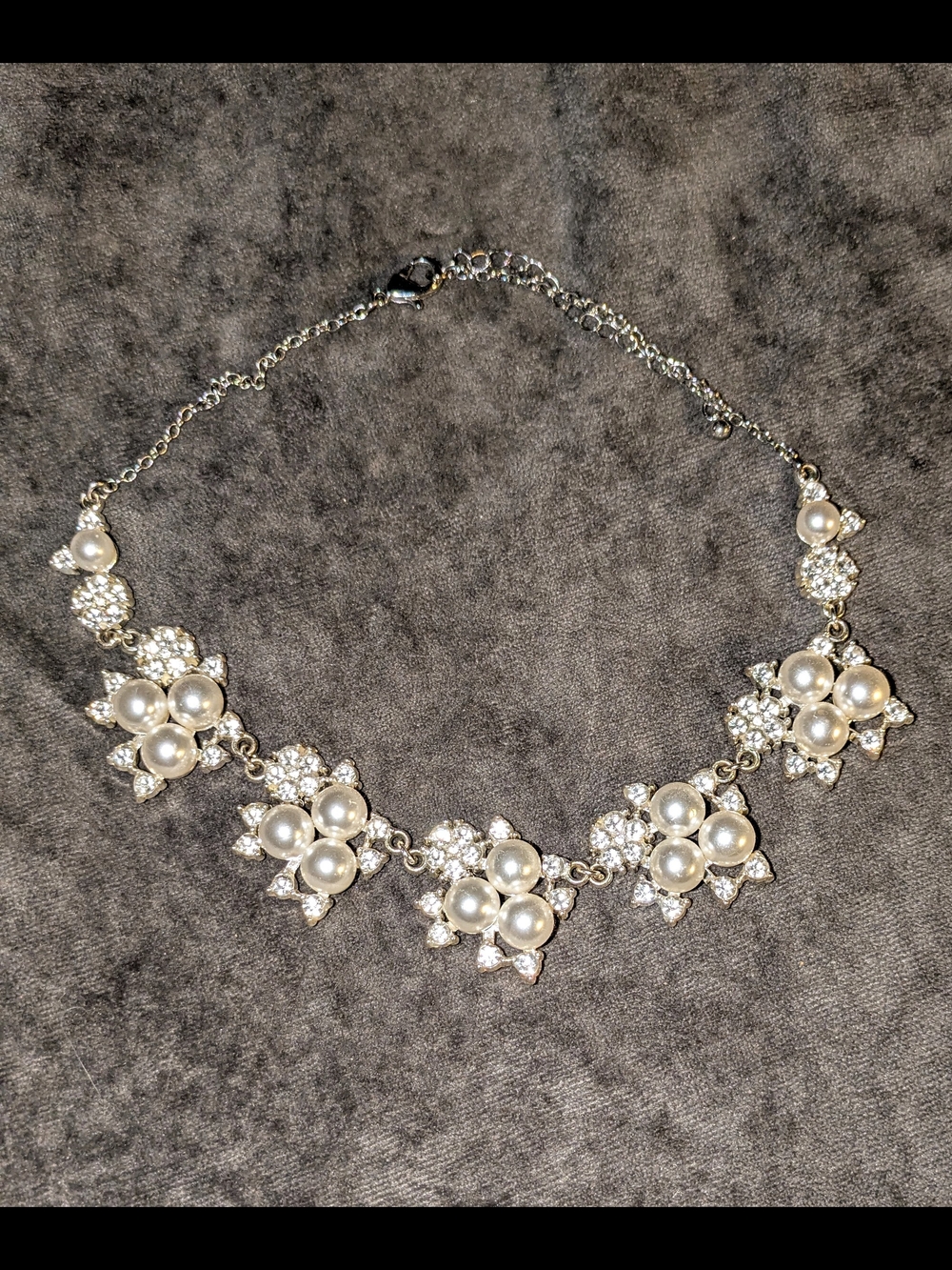 2 Fashion Jewelry Silver-Tone Pearl & Crystal Floral Necklaces 16in